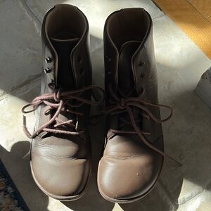 Brown Lace-Up Ankle Boots